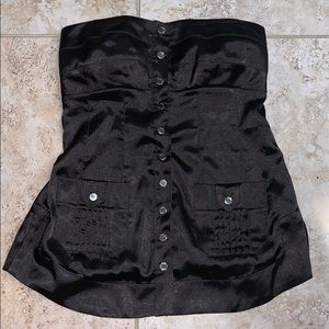 2b Bebe Strapless Black Button Down Tank Top
